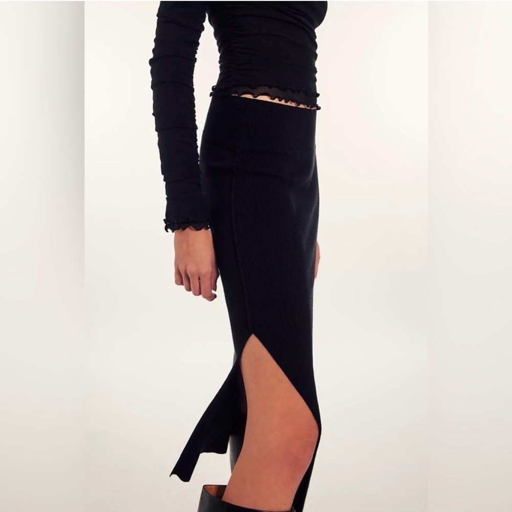 Free People Golden Hour Midi Skirt Black - Picture 10 of 12